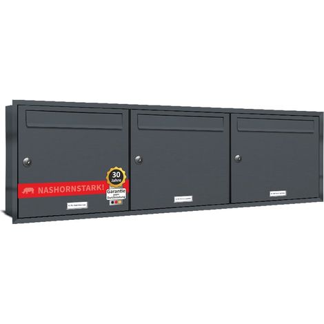 3er Briefkasten Anlage Unterputz Montage RAL 7016 Anthrazit (1/5)