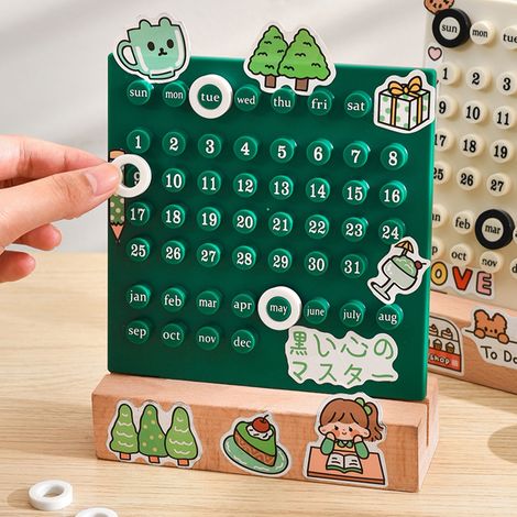Calendrier en bois pour enfants, à monter soi-même, manuel, pour développer les compétences en planification. Calendrier perpétuel écologique pour la maison. (1/5)