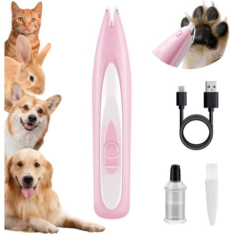 Tondeuse à poils pour pattes de chien, rasoir rechargeable pour animaux de compagnie pour tailler les poils autour des pattes, des yeux et des oreilles (rose) (1/5)