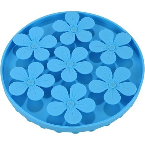 bleu Gamelle Anti Glouton Chien,Slow Feeder pour Animaux Chat/Chien en Silicone Caoutchouc Doux Mignon en Forme de Fleur (1/5)