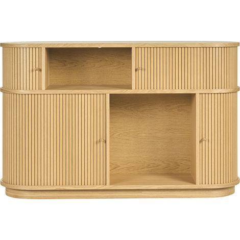 Console vintage en bois clair chêne avec portes coulissantes L120 cm EPIC