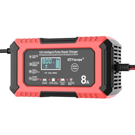 Chargeur de batterie intelligent 12V 8a et mainteneur de compensation de température chargeur Trickle pour batteries lithium, LiFePO4, plomb - acide (AGM / gel / SLA) dans les voitures, camions, moto (1/5)
