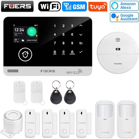 (Pack 5) Système d'alarme intelligent Wi-Fi GSM, système d'alarme de sécurité pour maison connectée, antivol (1/5)