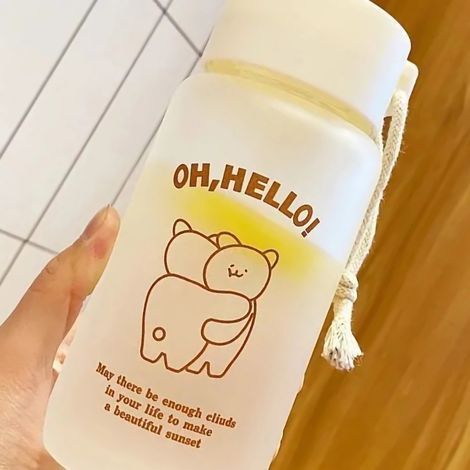 Kinder-Trinkbecher mit Anti-Fall-Funktion, koreanischer Plastikbär, Grundschule, kreativ, für Jungen und Mädchen, mit Griff, Reisegröße. (1/3)