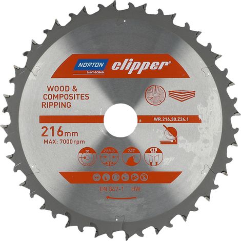 NORTON PIŁA TARCZOWA 216mm x 30mm x 24z DREWNO I KOMPOZYTY ATB Neg (2,8 / 1,8)