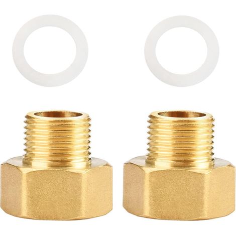 Adaptateur de Gaz, 1/2 vers 3/4 pour Cuisinière à Raccord Tuyauterie en Laiton avec Bague d'étanchéité - 3/8 mâle femelle (1/5)