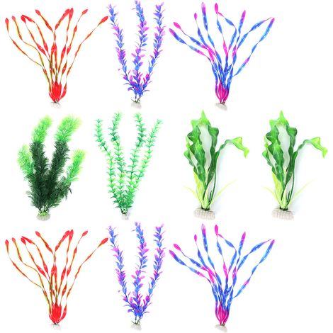 Plantes Aquarium En Plastique - Décoration Aquatique Réaliste - Pour Aquarium Domestique Et Bureau - Lot De 10 Pièces (1/5)