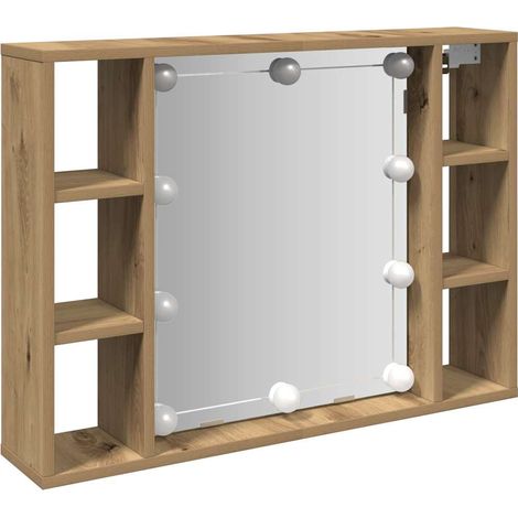 Maison Exclusive - Mobile a Specchio LED Rovere Artigianale 76x15x55cm Multistrato (1/5)