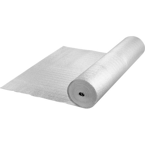 Mophorn Doppelt Reflektierende Isolierrolle, Strahlungsbarriere mit Schaumstoffkern, 3,2 mm, 48 Zoll x 50 Fuß, Doppelseitiges Wärmereflektierendes Schild aus Aluminiumfolie und EPE-Schaum