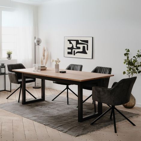 Mesa extensible roble y antracita 200x90x75H cm - Manlio (1/5)