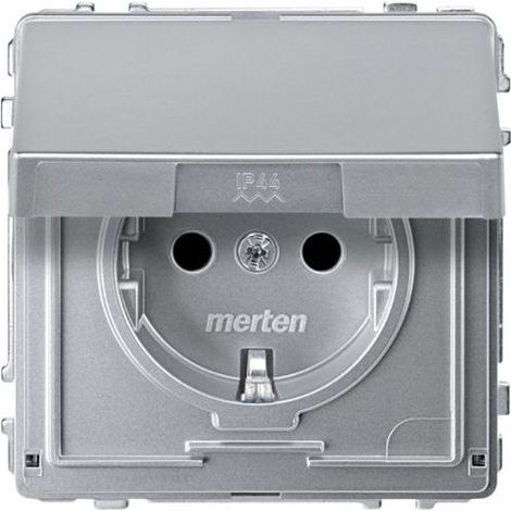 MEG2310-7260 SCHUKO-STECKDOSE MIT KLAPPDECKEL, MIT ERHÖHTEM BERÜHRUNGSSCHUTZ, STECKKLEMMEN, ALUMINIUM, AQUADESIGN