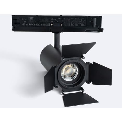 Spot LED Fasano Cinema 30W pour Rail Triphasé CCT Sélectionnable Dimmable DALI Noir (2700K - 3200K - 4000K) Sélectionnable