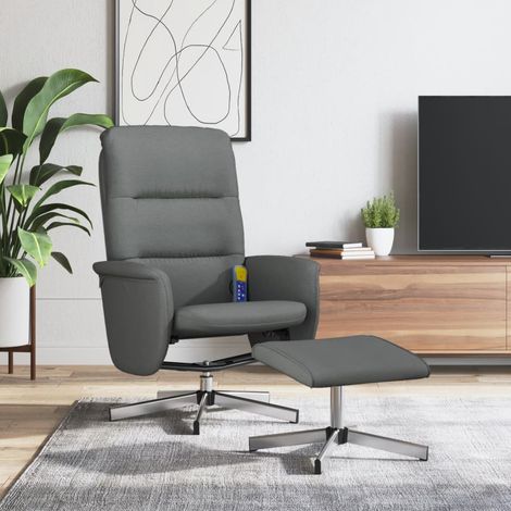 Massagesessel mit Fußhocker Dunkelgrau Stoff vidaXL (1/5)