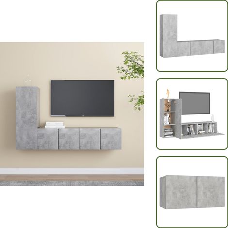 Ensemble de meubles TV 3 pcs Gris béton Bois d'ingénierie - Meuble Tv Suspendu - Meuble Tv Gris - Ensemble Meuble Tv - Meuble Tv Moderne - Rangement Mural (1/5)