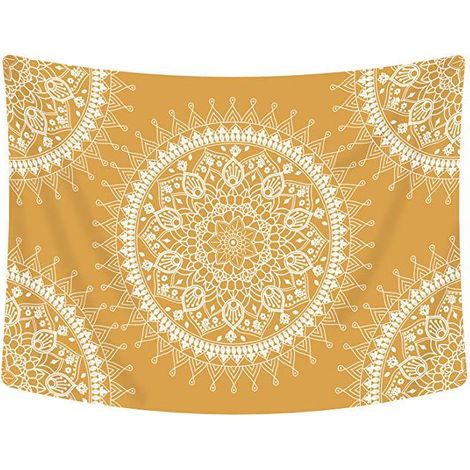 Tapestry - Mandala - 150 x 130 cm - Décoration Murale et Couverture de Plage - Polyester - Orange Doré (1/5)