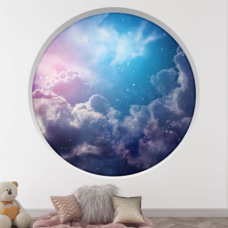 Stickers Trompe l'oeil Arche ronde Enfants - Ciel nuageux - Diamètre 30 cm (1/4)