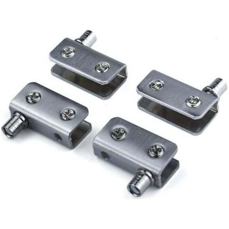 4 charnières de porte en verre, charnière pivotante à 90 °, verre sans poinçon, acier inoxydable, adapté au verre de 5 à 8 mm (1/4)