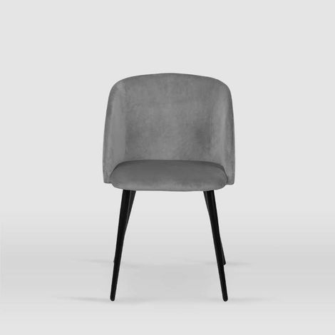 Pack de 2 sillas modelo Keren tapizadas en terciopelo gris piedra, 51.5cm(ancho ) 88.5cm(altura) 56.5cm(fondo) (1/4)