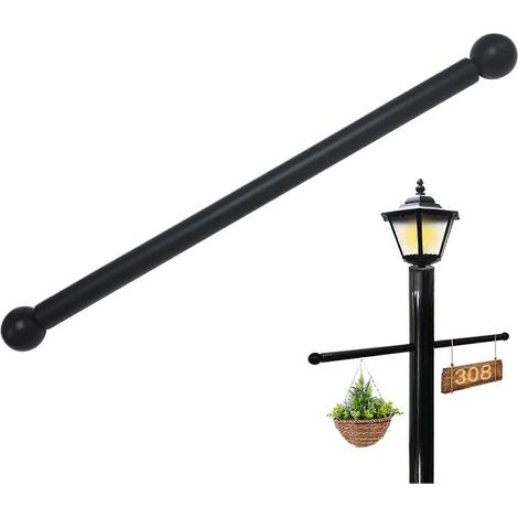 Traverse de remplacement pour lampadaire, 56 cm, 22 po, en métal galvanisé avec embout décoratif en forme de boule, pour suspendre paniers, panneaux et drâpeaux, pour entrée (1/5)