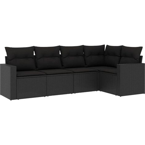 Maison Exclusive - Set de muebles de jardín 5 pzas y cojines ratá (1/5)