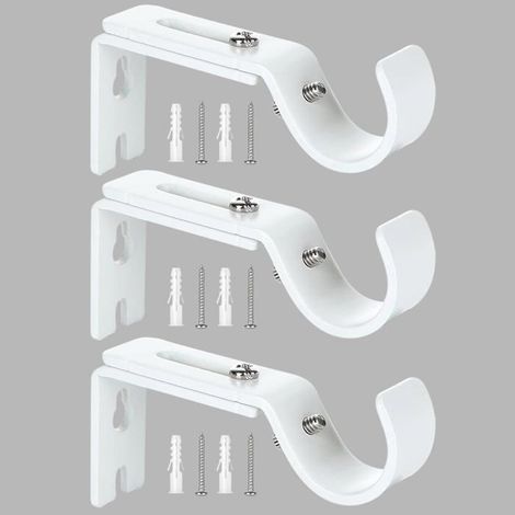 3 Pcs Supports Murale Réglables,Compatible avec les tringles à rideau d'un diamètre maximal de 20mm-25mm(Blanc) (1/4)
