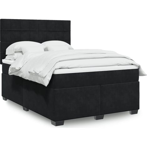 vidaXL Giroletto a Molle con Materasso Nero 140x190 cm in Velluto (1/5)
