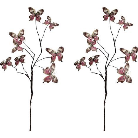 Deux élégantes tiges de fleurs de papillon-gris rose