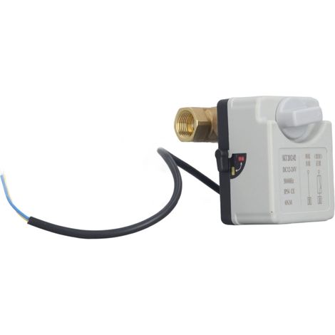 Válvula de bola motorizada, manual o automática, de 2 hilos, de 2 vías, normalmente cerrada, DN15, 12-24 V CC. (1/5)