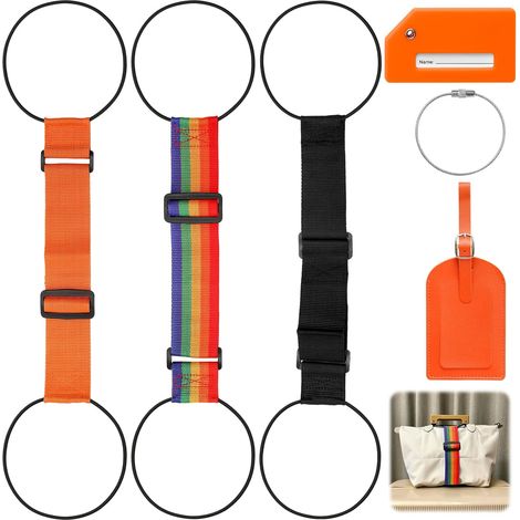 3 Piece Elastic Luggage Strap for Luggage, Elastic Luggage Strap Belt for Suitcase, High Elastic Luggage for Securing Bags, Two Luggage Tags Included (1/5)