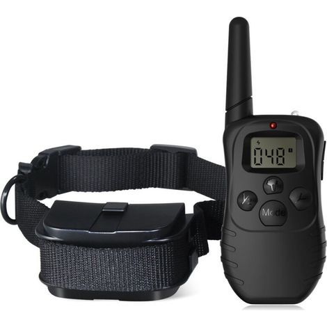 Collar eléctrico de descarga remota de 300 m de diámetro, collar anti-pitido con pitido/vibración/descarga, collar para 1 perro con pantalla LCD (1/4)