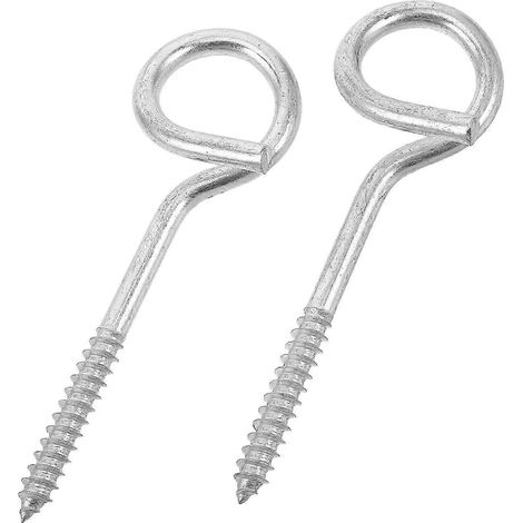 Lot de 2 crochets à œil en acier inoxydable à visser, robustes et ergonomiques, pour chaises suspendues et fauteuils suspendus. Convient pour une utilisation intérieure et extérieure. (1/5)