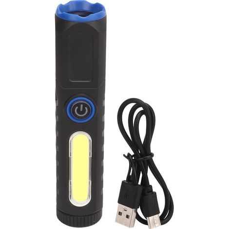 Lampe de Camping 4 Modes, Étanche, Magnétique, Lumière COB Mains Libres avec Clip - Noir Bleu (1/5)