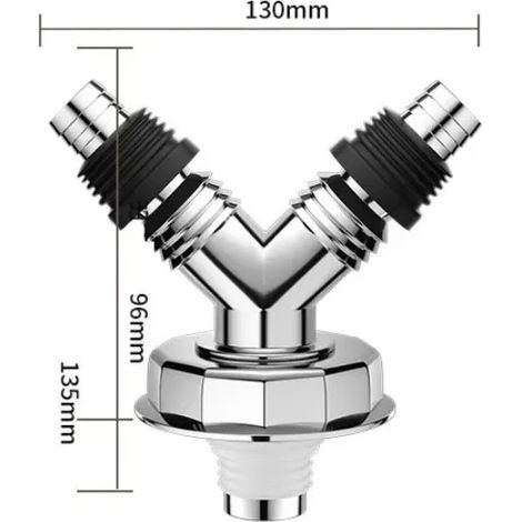 (Y-tee)Washing Machine Universal Floor Drain Joint Sewer Tee Double Purpose Pipe Connector Dishwasher Hose Adapter Disposer Trap Tool (1/4)
