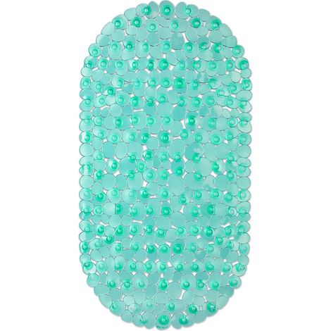 Tapis de Bain Aspect Rocheux, 68 x 35,5 cm, Lavable, Support de Baignoire antidérapant, ventouses, Vert (1/5)