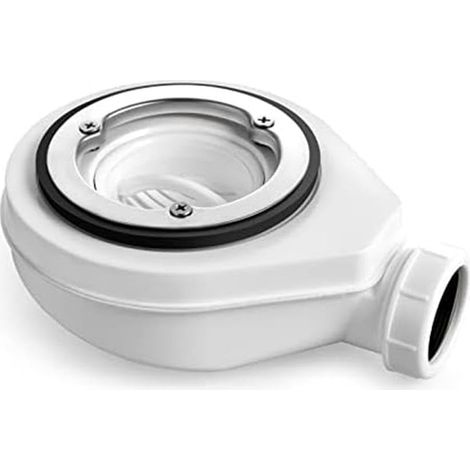 Siphon de douche 90 mm, avec siphon anti-odeurs intégré et filtre à cheveux, sortie 40/50 mm, déchets de sol en polypropylène, pour pièce humide et bac de douche, blanc