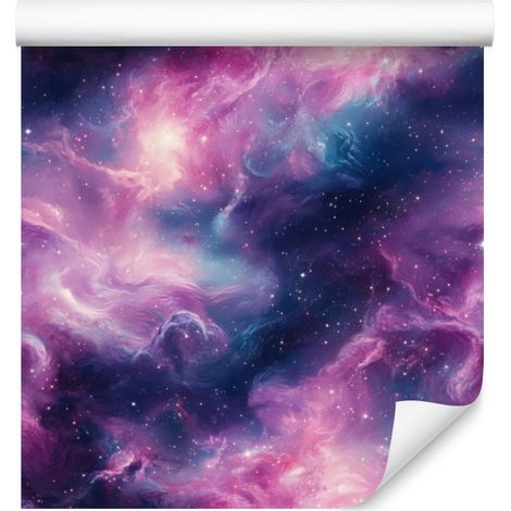 Aquarell-Galaxy-Tapete in Lila, Marineblau und Blau, 50 x 1000 cm (1/5)