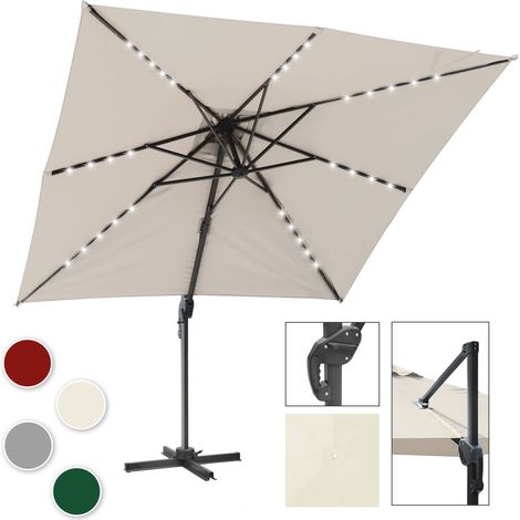 TolleTour Ombrellone ecru con illuminazione LED – Modello grande per terrazza elegante