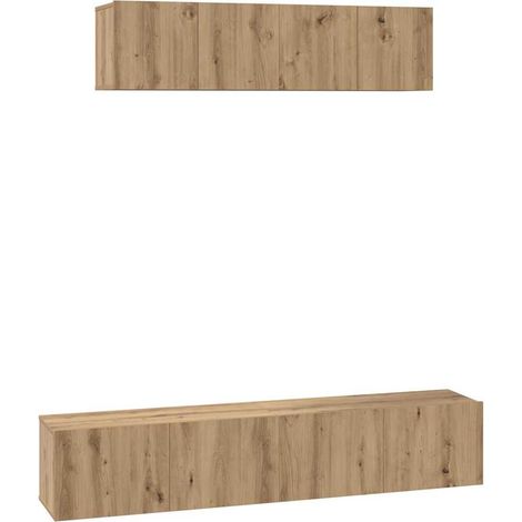 Maison Exclusive - TV-Schrankset Wandmontiert 4 pcs Artisan-Eiche