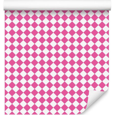 Carta da parati con motivo geometrico a rombi color rosa cipria per soggiorno e camera da letto, 50x1000 cm (1/5)