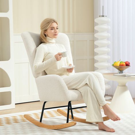 MEUBLIV sillón mecedora 70 x 94 x 100 cm blanco, con reposabrazos, sin colchón (1/5)