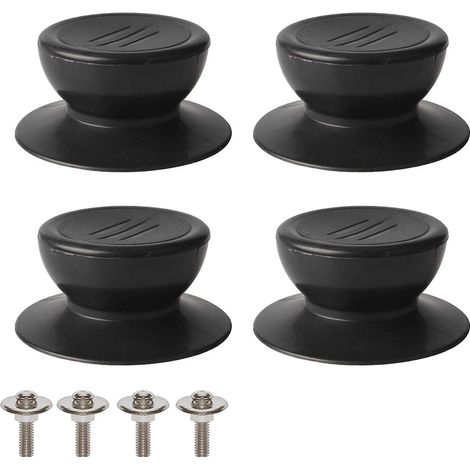 4 Pices Bouton De Couvercle , Bouton De Remplacement De Couvercle De Cuisine Universel, Couvercle En Verre, Poigne De Couvercle En Verre - Noir (1/5)