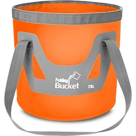 Seau De Stockage D Eau - 20 L - Pliable - Pour Camping Randonnée Voyages Pêche Lessive - Orange (1/5)