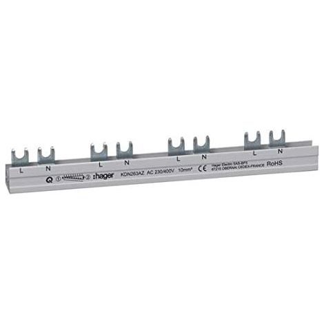 HAGER KDN263AZ 2P RAIL DE PHASE POUR FOURCHETTES HELLER 3250613710231 RAIL DE PHASE 2 MM
