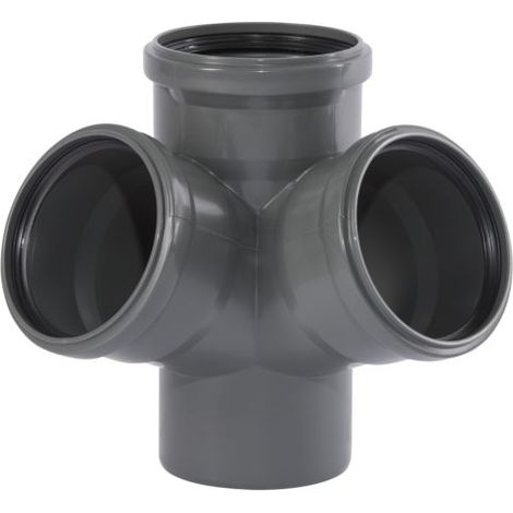 Raccord d'évacuation PVC 175920 DN 110 – Embranchement double équerre 67° – Résistance jusqu'à 90 °C – Triple lèvre d'étanchéité – Ostendorf - 39angle (1/2)