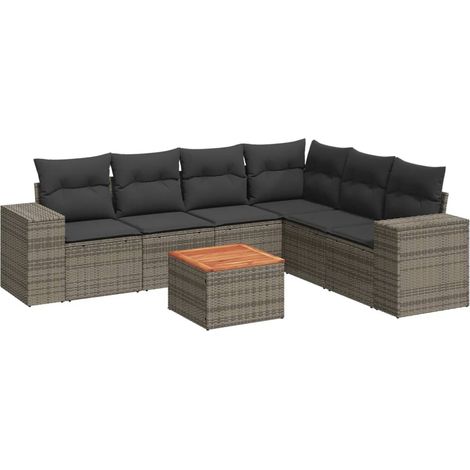 Maison Exclusive - 7-tlg. Garten-Sofagarnitur mit Kissen Grau Pol