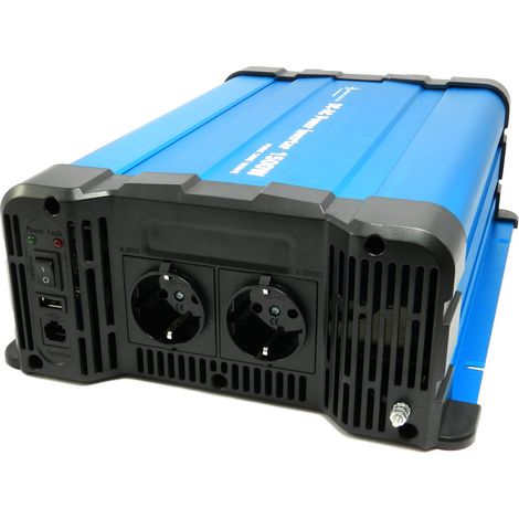 Spannungswandler FS1500DR 24V 1500 Watt reiner Sinus BLAU Inverter Fernbedienung optional Ohne Fernbedienung