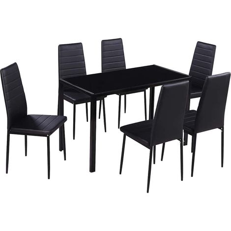 Set de 1 table et 6 chaises pliable, Mobilier de salle à manger, noir OIB5013E (1/5)