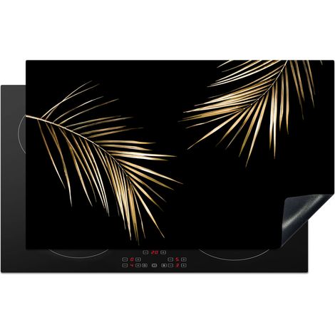 PROTECTION PLAQUE INDUCTION Feuilles - Plantes - Or - Noir - Luxe Cuisine Accessoire 85x52 cm