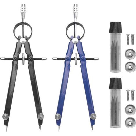 Compas professionnel avec verrouillage, compas de géométrie, compas à ressort de 15 cm, compas de précision pour les mathématiques, compas de dessin technique, compas de traçage (lot de 2) (1/5)