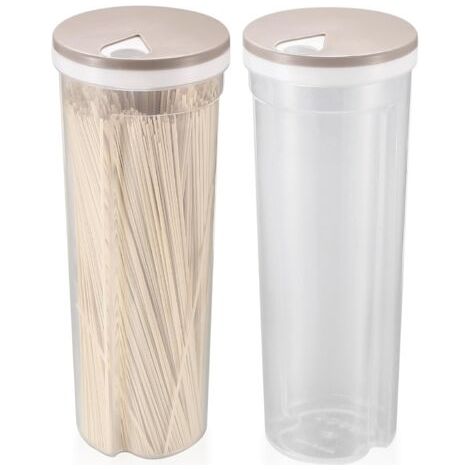 QORVA-2 Pièces Boîte de Rangement pour Spaghetti, Conteneurs de Stockage de Nouilles avec Couvercle Pivotant, Récipients en Plastique pour Pâtes, Céréales, Collations, Spaghetti Noodle (1/5)